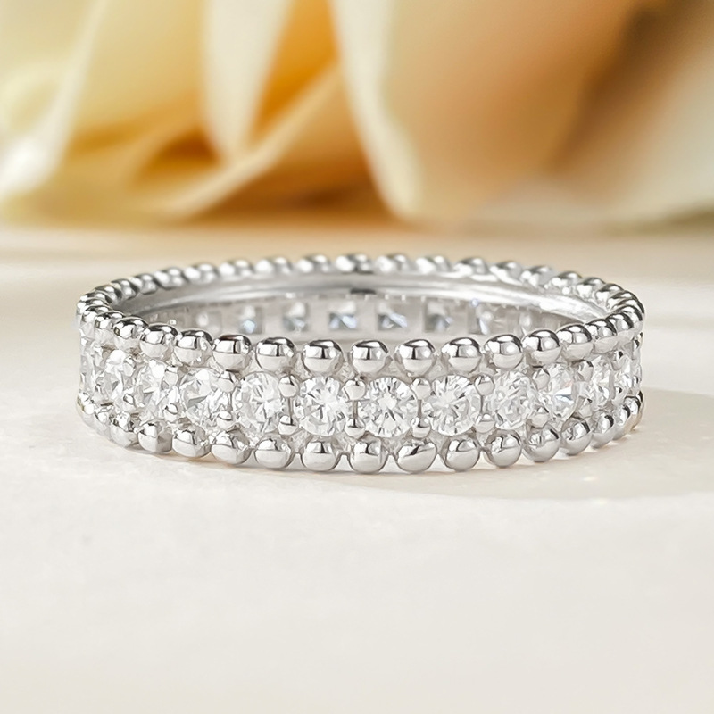 Exquisite 2024 Wedding Band: Sterg Sier Eternity Bridal Ring with Genuine Moissanite c33b