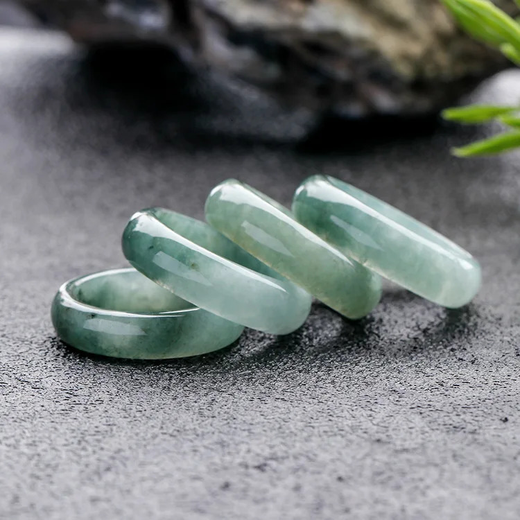 Natural Myanmar Class A Oil Green Jewelry Gemstone Ring Jade For Men Jewellery Emerald Rings Natural Stone 240603