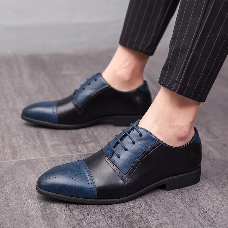 PU Leather Men Shoes Low Heel Loafers Dress Shoes Autumn Ankle Boots Retro Male Casual Shoe Wedding Shoe Sapato Masculino 240615