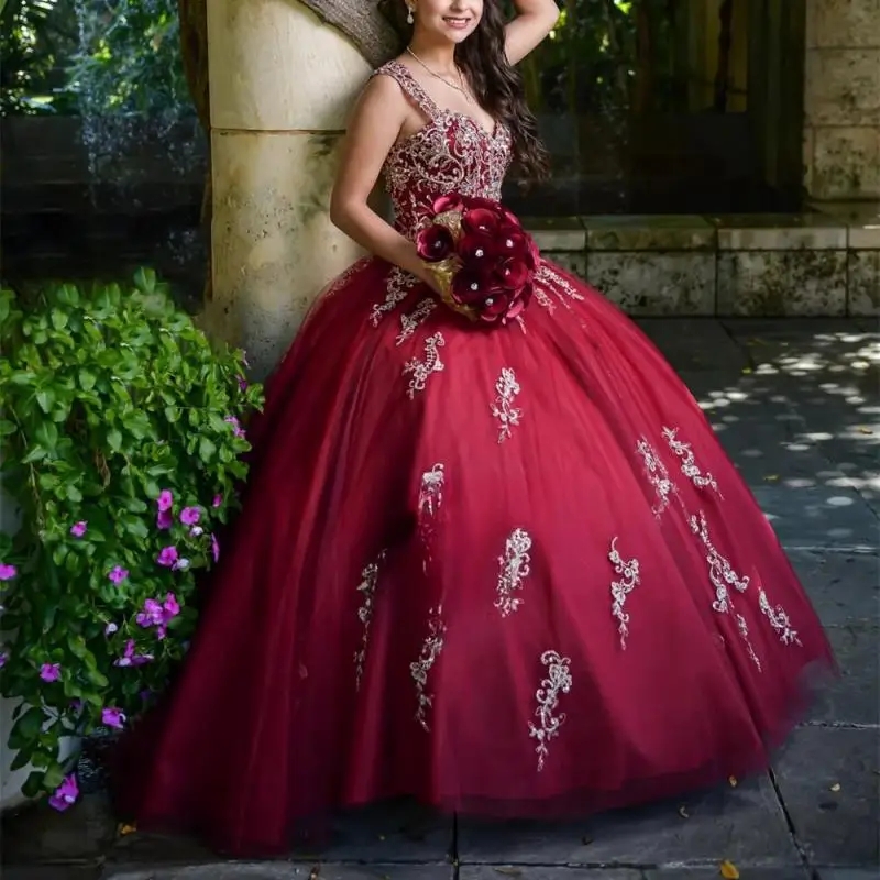 Red Quinceanera Dresses 2025 Off Shoulder Appliques Lace Corset Princess Sweet 16 Vestido De 15 Anos