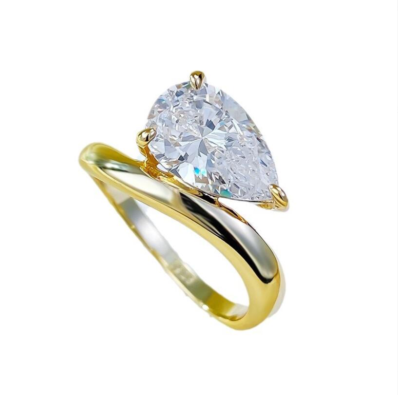 Water Drop Moissanite Dia Ring | Real Sterg Sier Gold Filled Solitaire Engagement Band