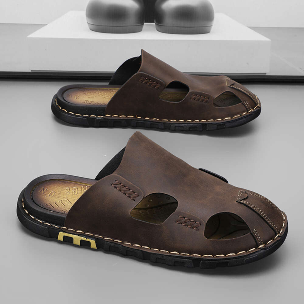 CYYTL Mens Shoes Summer Slippers Casual Beach Sandals Outdoor Slides Walking Comfort Leather Designer Fashion Lightweight