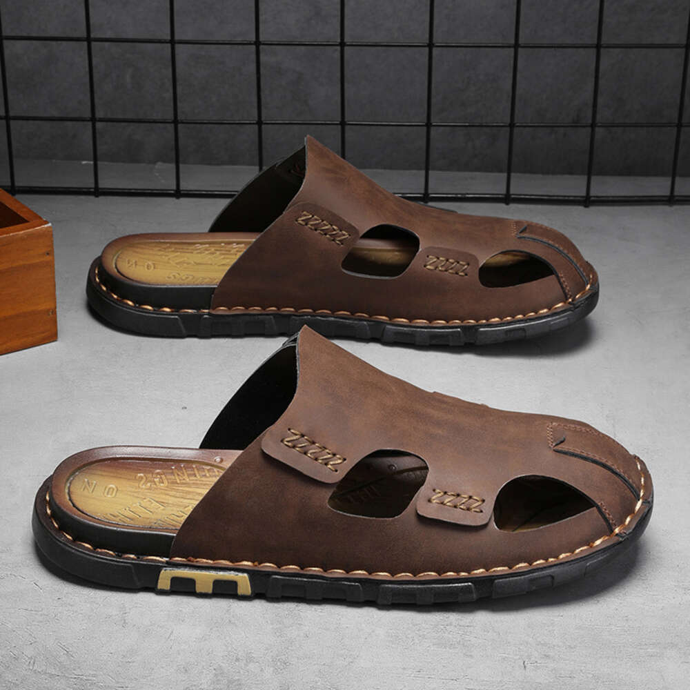 CYYTL Mens Shoes Summer Slippers Casual Beach Sandals Outdoor Slides Walking Comfort Leather Designer Fashion Lightweight