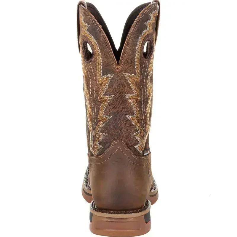 Men Boots Autumn Winter Mens Short Boots Embroidered Low Heel Square Headed Boots 2024 240709