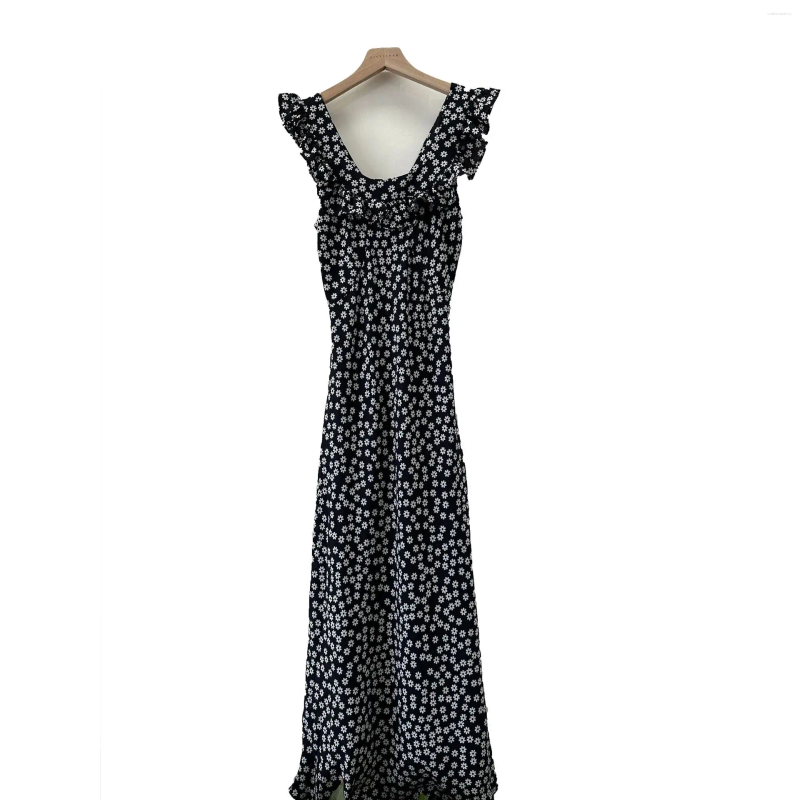 Casual Dresses Pretty 2024 Ruffled Collar Women Fashion Daisy-print Dating Long Dress