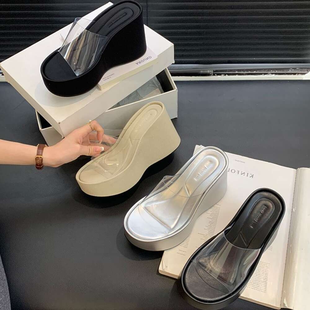 2024 Hot Selling Sandalias Plataforma Height Increasing Transparent Platform Women's Sandals