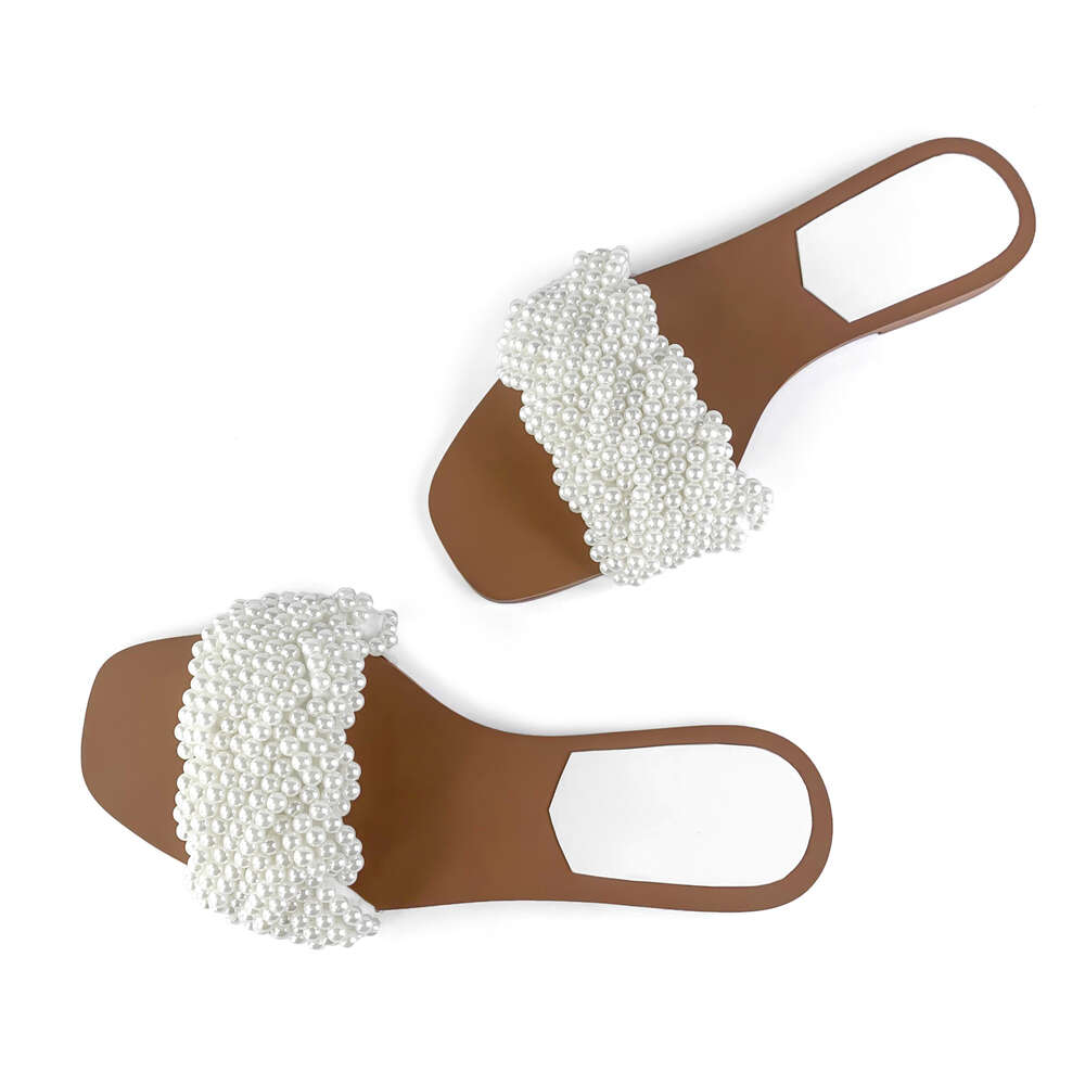 Designer Fashion Trend Niche ZAZB Brand Custom Leather Pearl Slippers Wedding Dress Dress