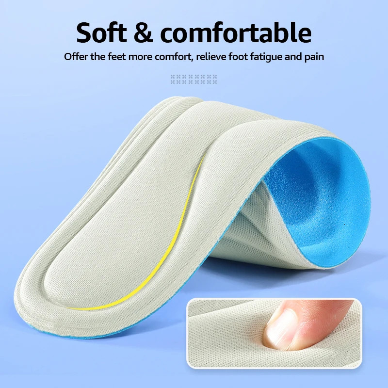 5 Pairs Memory Foam Insoles for Shoes Womens Sweat Absorption Massage Sport Insole Feet Orthopedic Sole Accessories Pads Men 240615