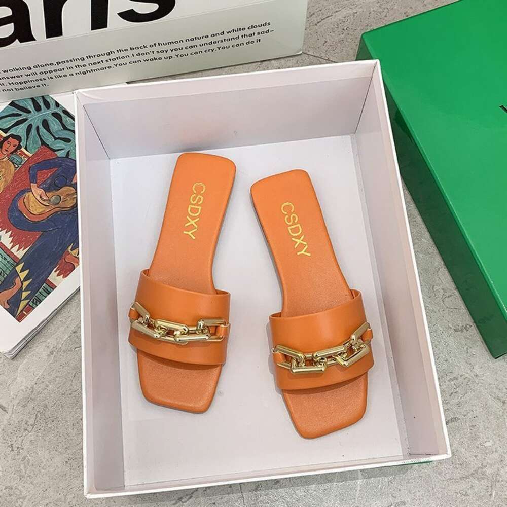 Women Slippers Vacation Casual Women's Outer Fashion All-match Net Celebrity Flat-bottomed European and American Lazy Sandals