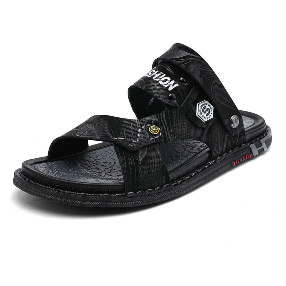 Summer New Leather Cover Foot Platform Slippers 2023 Fashion Color Matching Outdoor Sports Wading Sandals Men's Shoes