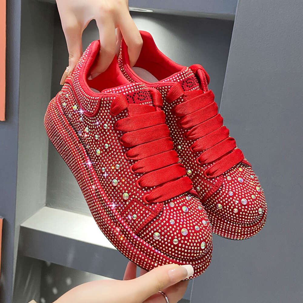 2023 Ladies Sequins Board Shoes Platform Bling Trainers Full Rhinestone Women Casual Sneakers