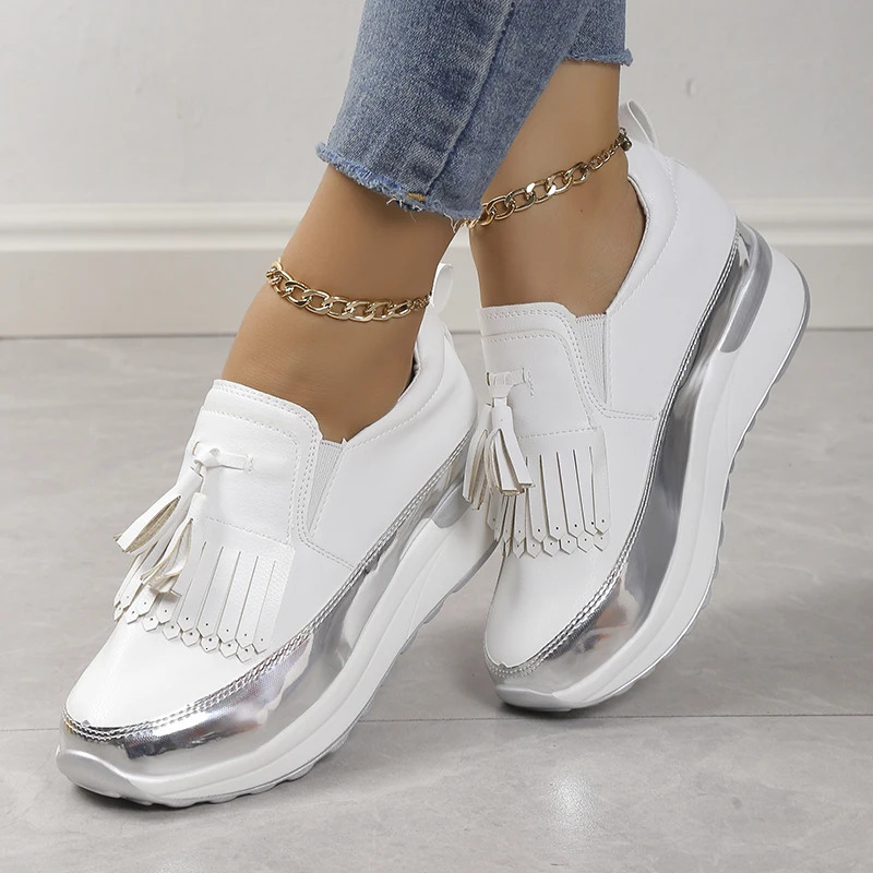 Spring and Autumn Sports Shoes Womens Hidden High Heel Sports Shoes Lace Up Womens Large Thick Sole Lefu Shoes 240615