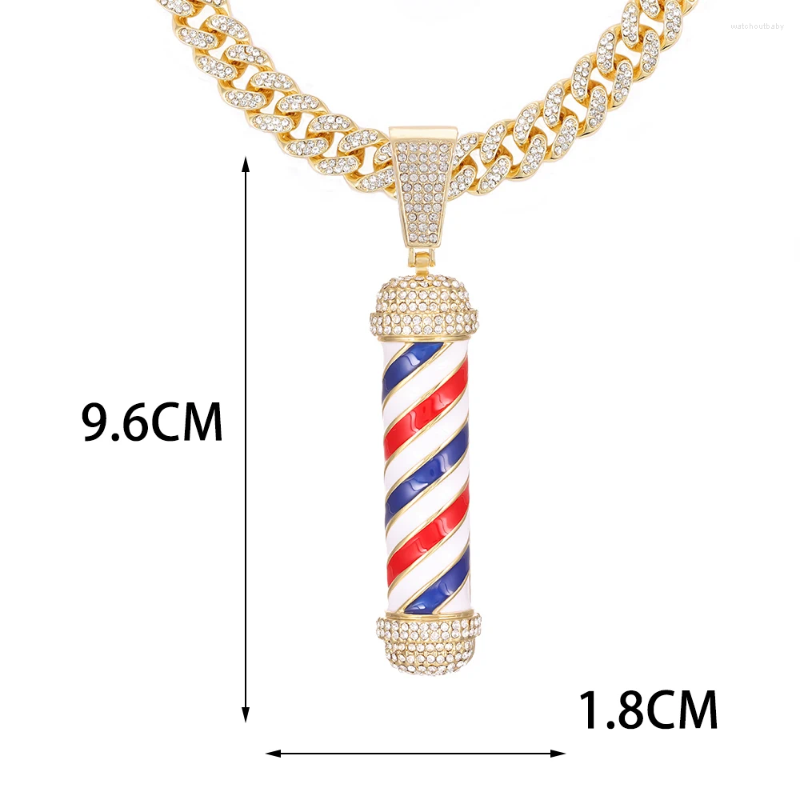 Pendant Necklaces Barber Shop Hair Dresser Tools Necklace 3D Pole Razor Hairclippers Charms Men Women Souvenir HIP Hop