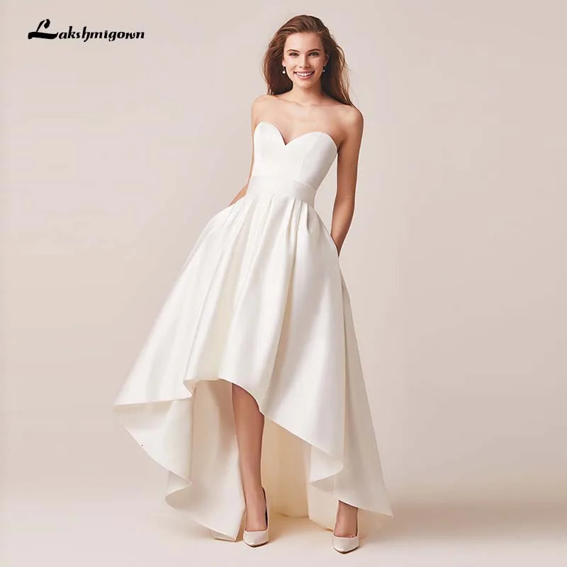Lakshmigown Ivory Stain HighLow Wedding Dresses with Jacket FloorLenth Bridal Gown Party Vestido De Noiva 240615