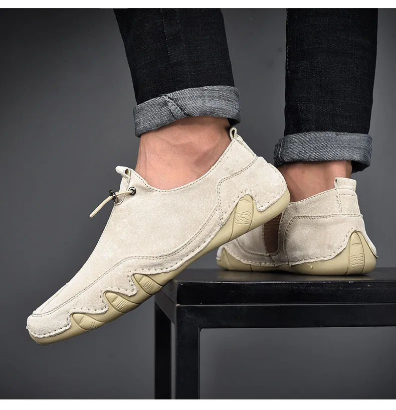 High Quality Men Shoes Set Foot Casual Slip on Men Loafers Men Flats Moccasins Shoes Plus Size Handmade Elastic Grain Shoes 240615