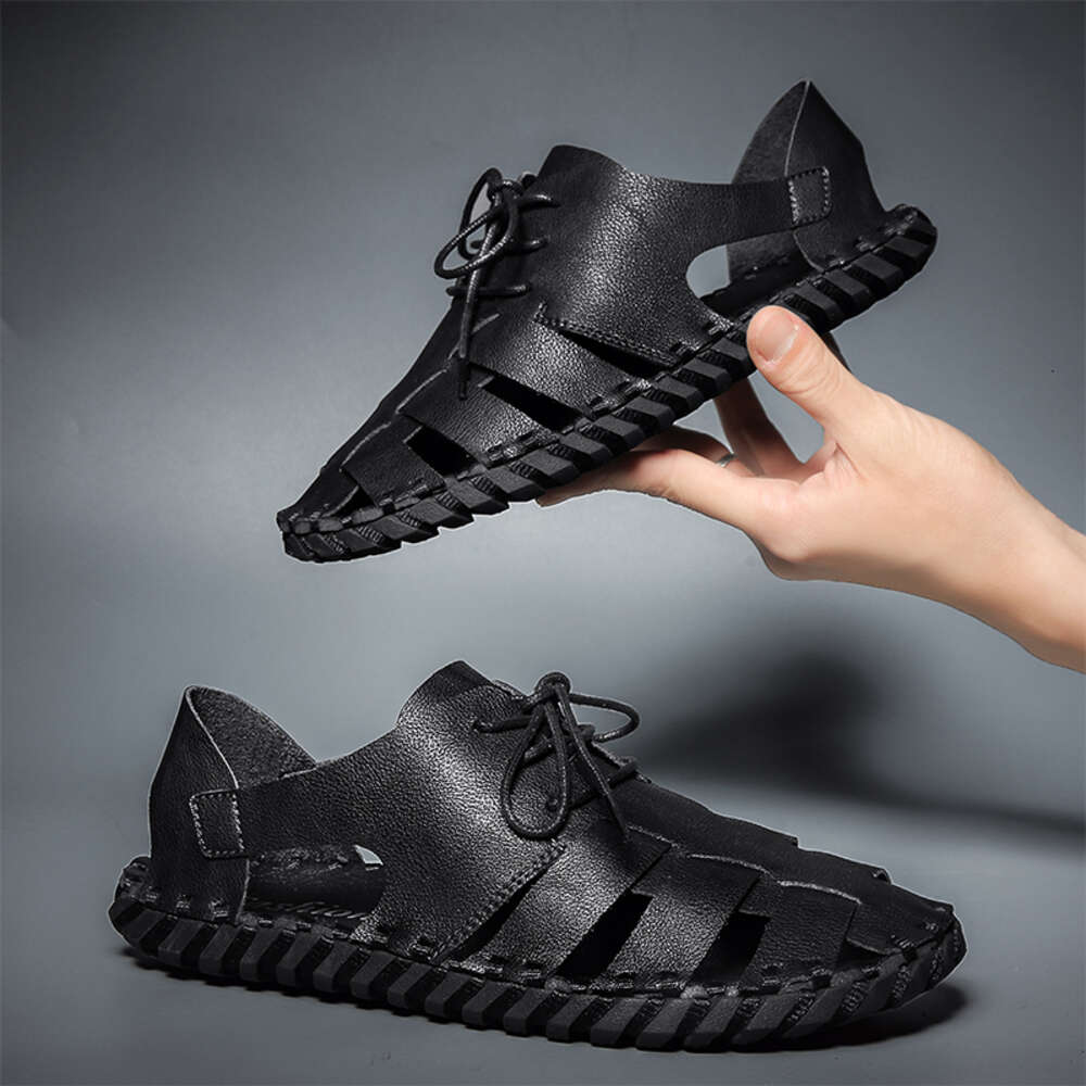 CYYTL Sandals Leather Summer Men Shoes Beach Outdoor Slippers Hiking Fashion Fisherman Breathable Designer Close Toe Flat