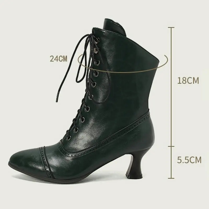 Victorian Boots Witch Costume Renaissance Shoes Women Pirate Booties Female Vintage Boots Witchy Clothes for Ladies Plus Size 240615
