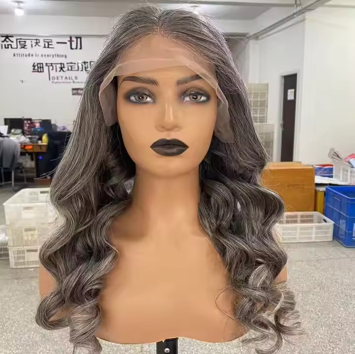 Raw virgin gray human hair wigs short ombre lace closure wigs swiss hd lace salt and pepper silver grey real brazilian hair lace front wig bob 5x5&quo
