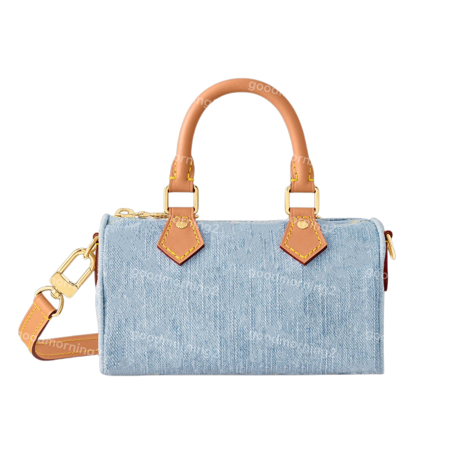 Boston Pillow Bag Designer Mini Shoulder Bags Women Leather Denim Crossbody Luxury Brand Embossed Tote Purse Brown Flower Handbag 16CM