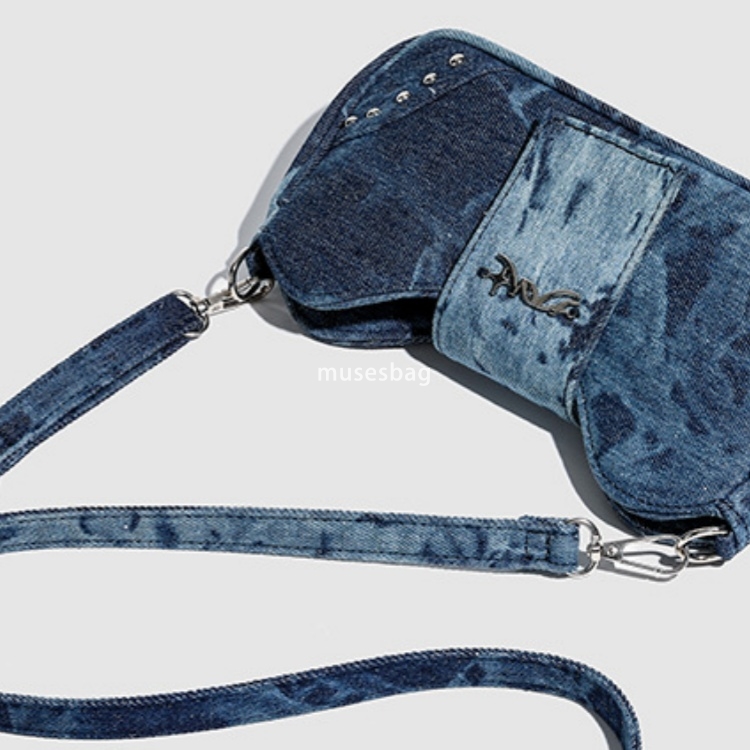 Daily pairing with denim bags new trendy and trendy niche design tie dye and glitter powder detachable design high-end bow and stick bag for women