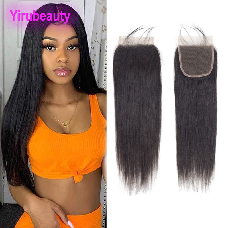 Brazilian Human Hair 5X5 Lace Closure Free Part Malaysian Indian PeruvianTop Closures Natural Color 10-24inch