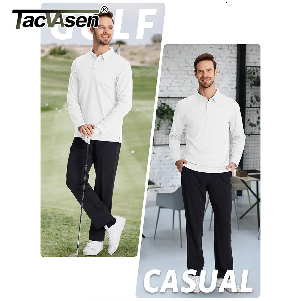 TACVASEN Long Sleeve Polos T-shirts Mens Quick Dry Lightweight Golf Polo Shirts Casual Work T-shirt Sport Tees Pullover Tops Man 240617