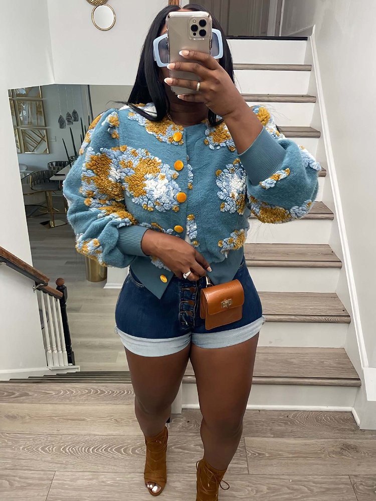 Sibybo Cott Rib Knit Sweater For Woman 3D Fr Single-Breasted Cardigan Coat Street Temperament Casual Pull Hiver Femme S7vm#