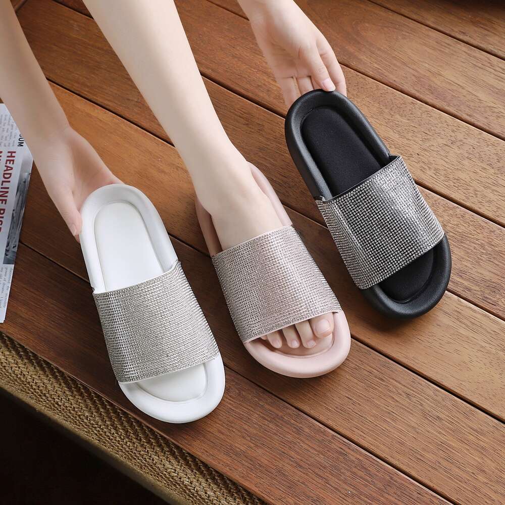Customize Outdoor Bling Decoration Outdoor Slides Slippers for Ladies Women Flat Sandals
