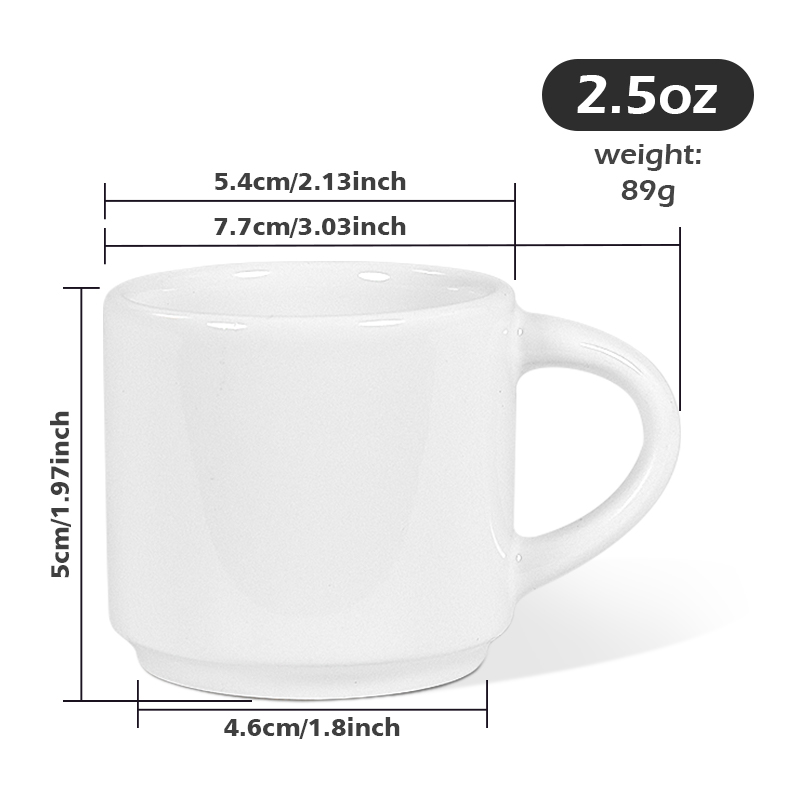 2.5oz Mini Sublimation Mugs Blank Ceramic Mugs Ceramic Coffee Mugs Sublimation Blanks Classic Cup for Coffee Milk Hot Cocoa Tea Latte for DIY