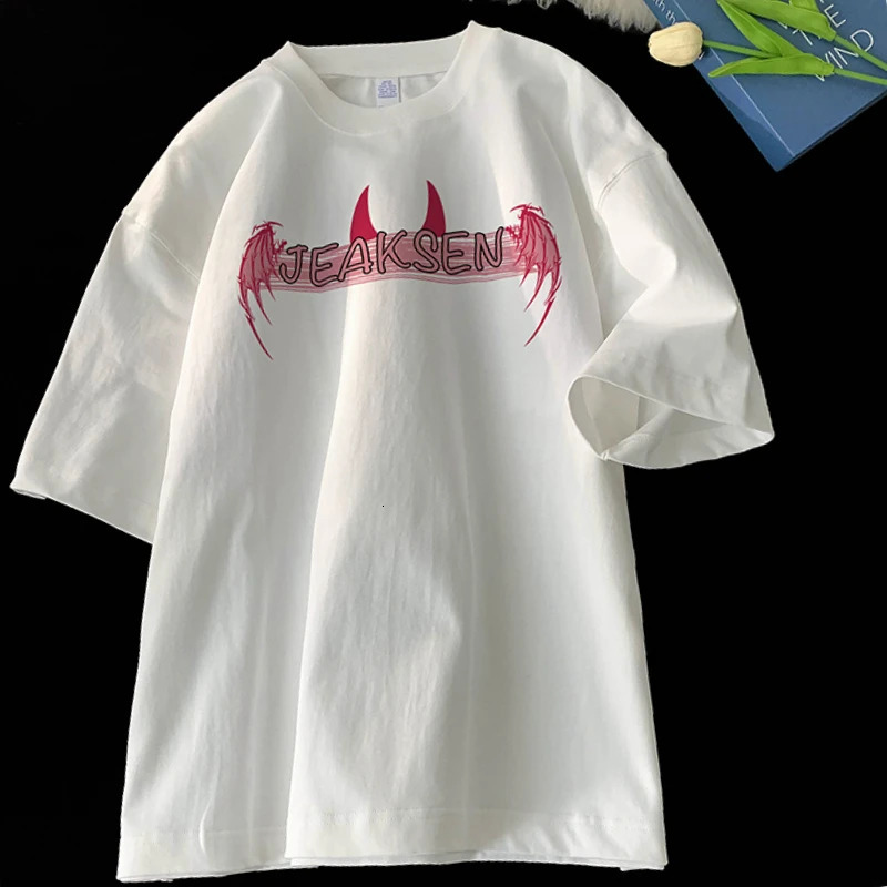 Angel Wings Printed T-shirt y2k Short Sleeve Letter Printing Tee 2024 Summer Street Style T Shirts Large Size Unisex Tshirt 240617