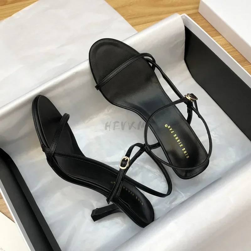 Summer Low Sandals Woman Leather Suit Female Beige Womens Shoes High Heels Lowheeled Black Comfort Stiletto Girls Fas 240615