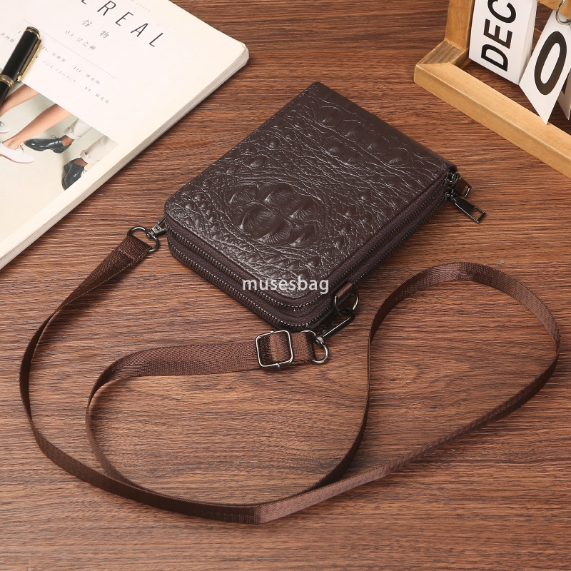 High quality classic large capacity casual shoulder crossbody bag by European and American men's designers, fashionable multi-layer embroidery an