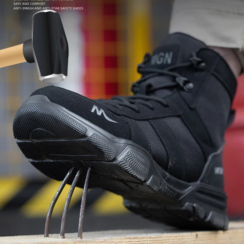 Top Men Military Boots Men Safety Boots Steel Toe Work Boots Indestructible Outdoor Protective Safety Shoes Men Puncture-Proof 240617