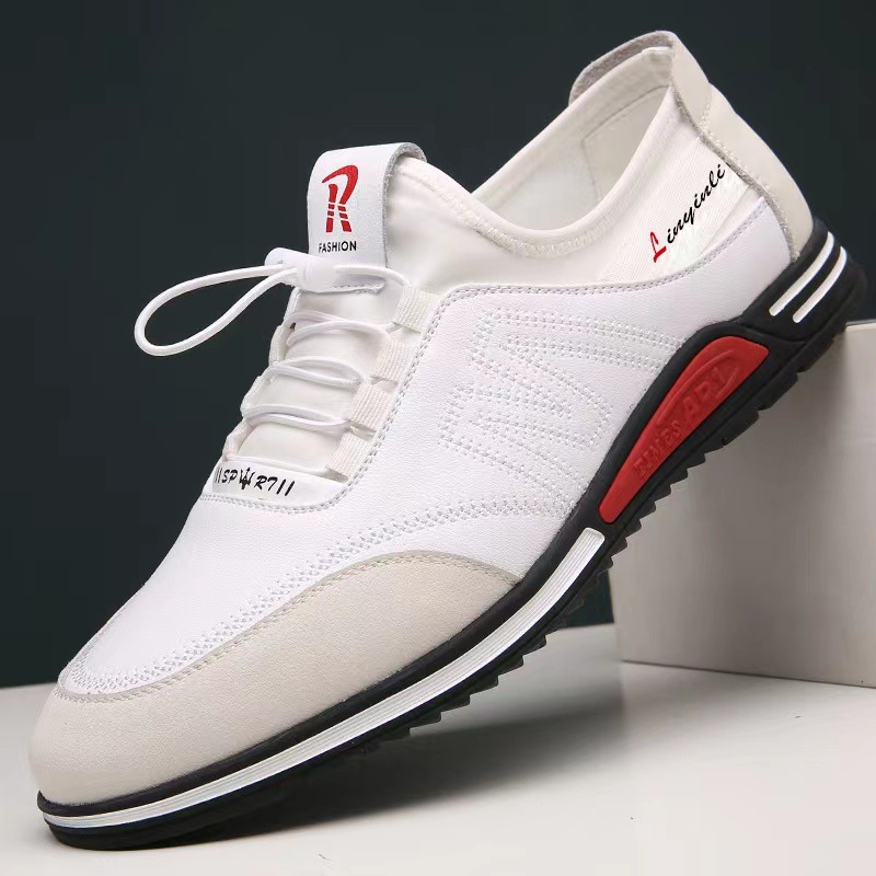 Shoes Men Sneakers Leather Lace Up Black Blue Fashion Sport Comfortable Shoe Business Shoe