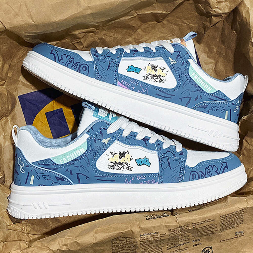 Summer Graffiti Skateboard Flat White Leisure Men's Casual Shoes Mesh Custom Designer Sneakers