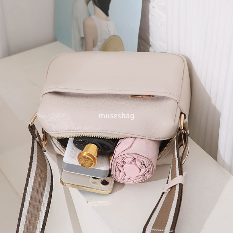 Trendy Women's Fashion Bag Temperament Solid Color PU Multi functional Crossbody Bag Large Capacity Lightweight One Shoulder Small Square Bag