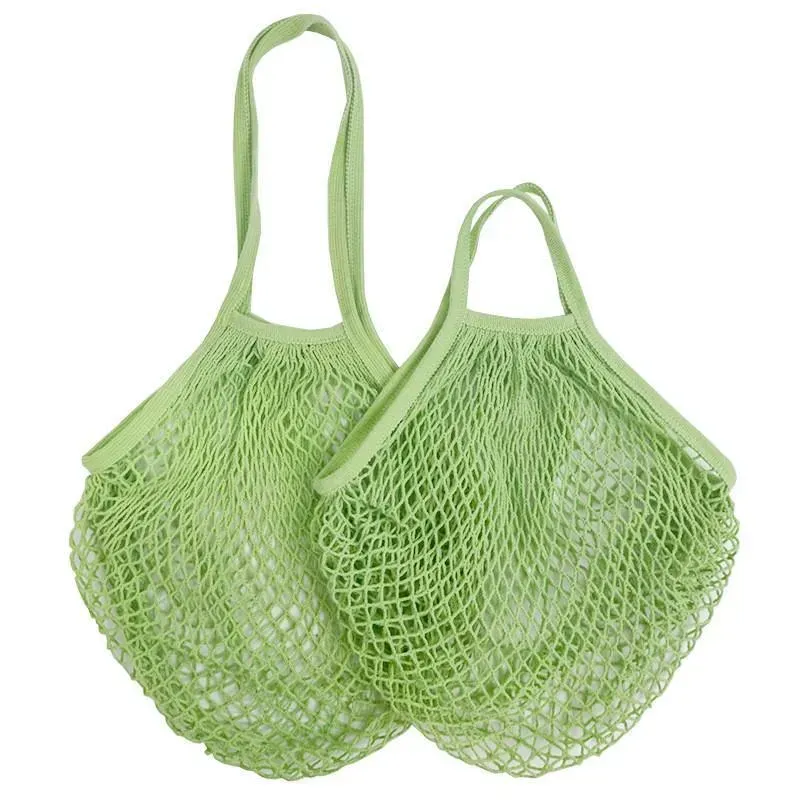 UPS Mesh Bags Washable Reusable Cotton Grocery Net String Shopping Bag Eco Market Tote for Fruit Vegetable Portable short and long handles Wholesale Z