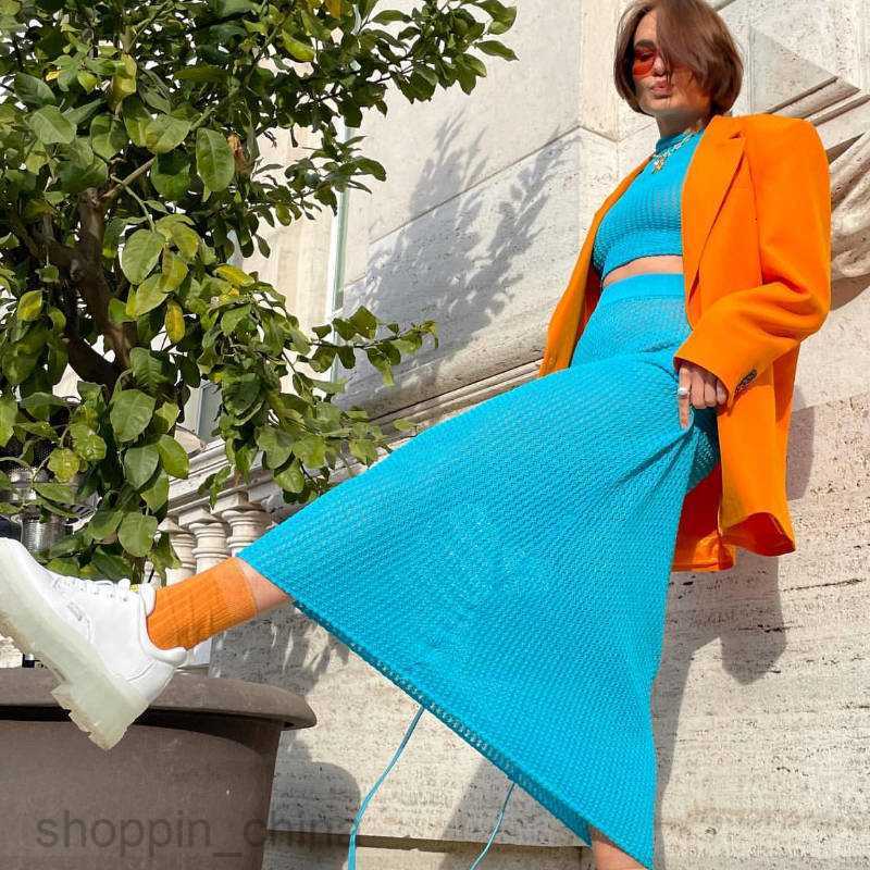 Two Piece Dress Sets Summer Beach Hollow Knitted Casual Bohemian Cover Up Set Open Navel Top Long Half Body