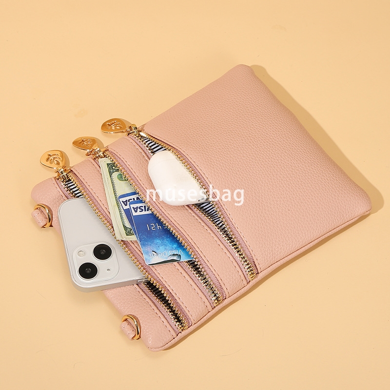 European and American women high-quality mobile phone bag soft leather single shoulder diagonal cross bag Korean version fashionable and trendy zipper