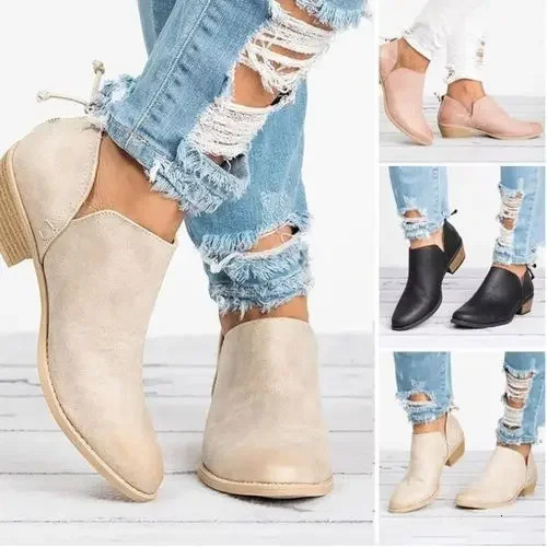 Womens 6 Boots Autumn Corner Fleece Thick High Heels Womens Plus Size Zipper Foot Boots Botas De Mujer 240615