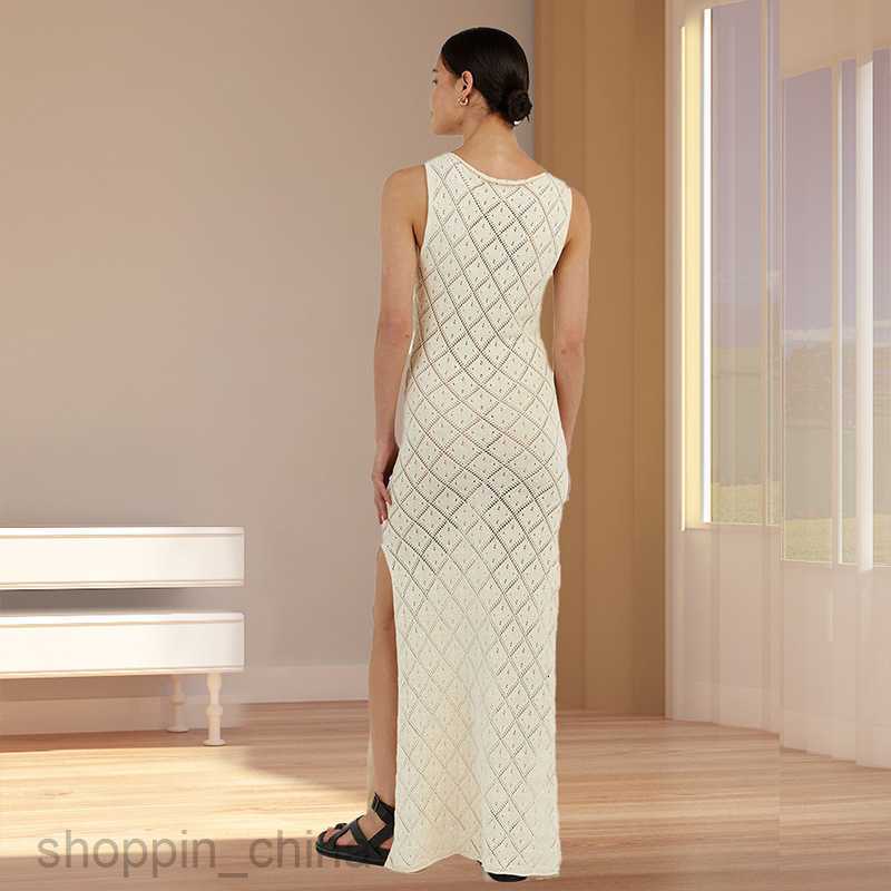 Basic Casual Women Dresses New Women's Sexy Perspective Hook Flower Hollow Knitted Dress Beach Long Dress for Women