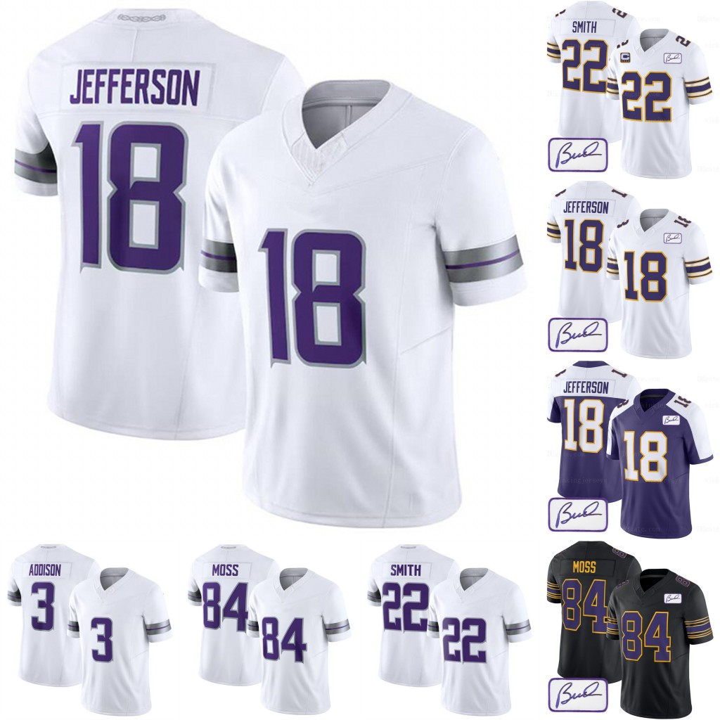 Football Jerseys 18 Justin Jefferson Classic 2023 Purple 8 Kirk Cousins T.J. Hockenson Harrison Smith Danielle Hunter Randy Moss Brian O'Neill SWEN Nick Osborn Krause