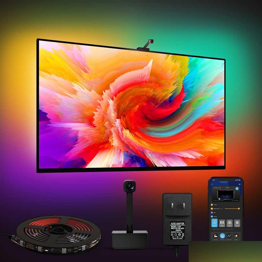 Strips Smart Led Sync Tv Backlight Ws2811 Strip Light Wifi App Tuya Control Ambiligh Sn Synchronization Lamp For Game Room Pc Drop D Dhxfg hronization