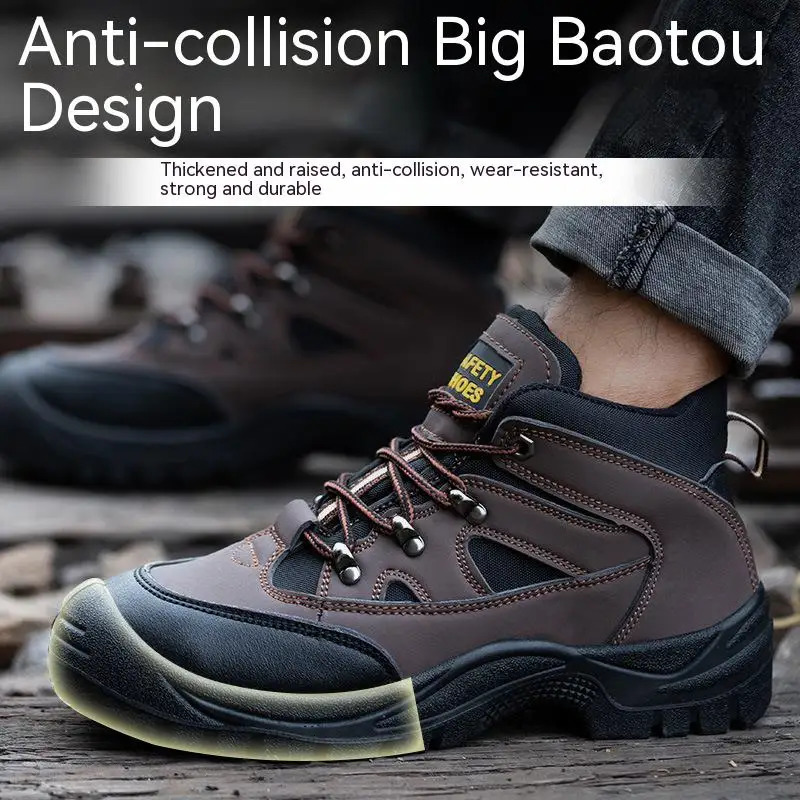 Waterproof work boots mens non destructible work safety shoes with steel toe perforated waterproof mens safety shoes 240615