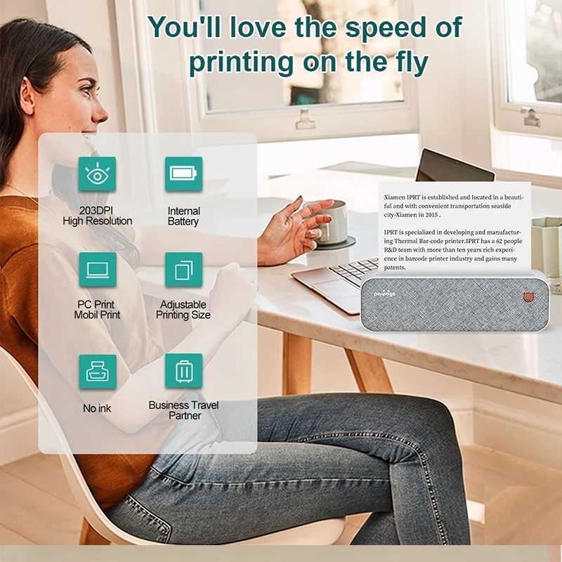Printers PeriPage A40 thermal printer wireless Bluetooth printer portable mini thermal printer A4 paper photo printer Y240617DBWE