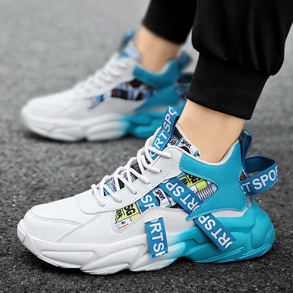 Men Chunky Sneakers Casual High Top Sport Fashion Breathable Gradient Colorful Tennis Shoes