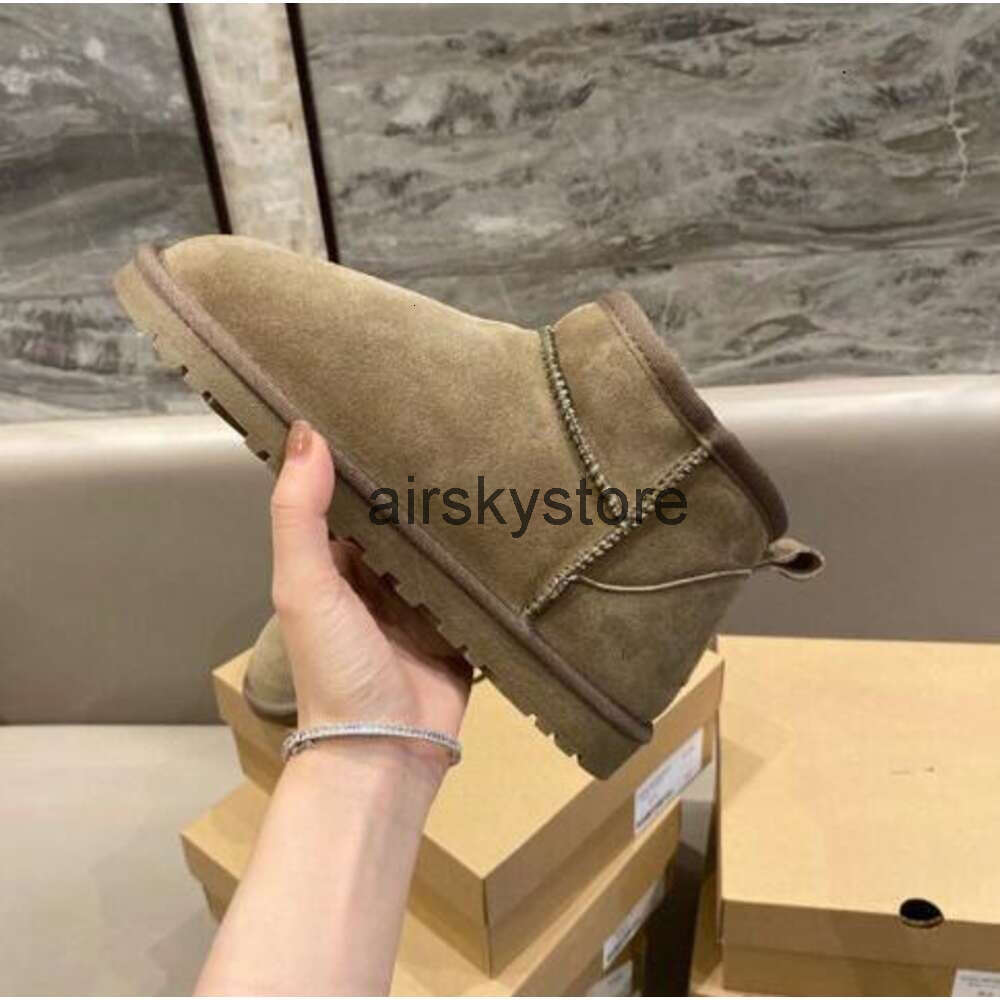 Uggslipper Tasman Designer Women Uggg Slipper Mustard Seed Mini Boot Fluffy Chestnut Slip-On Winter Lazy Fur Booties Eb6