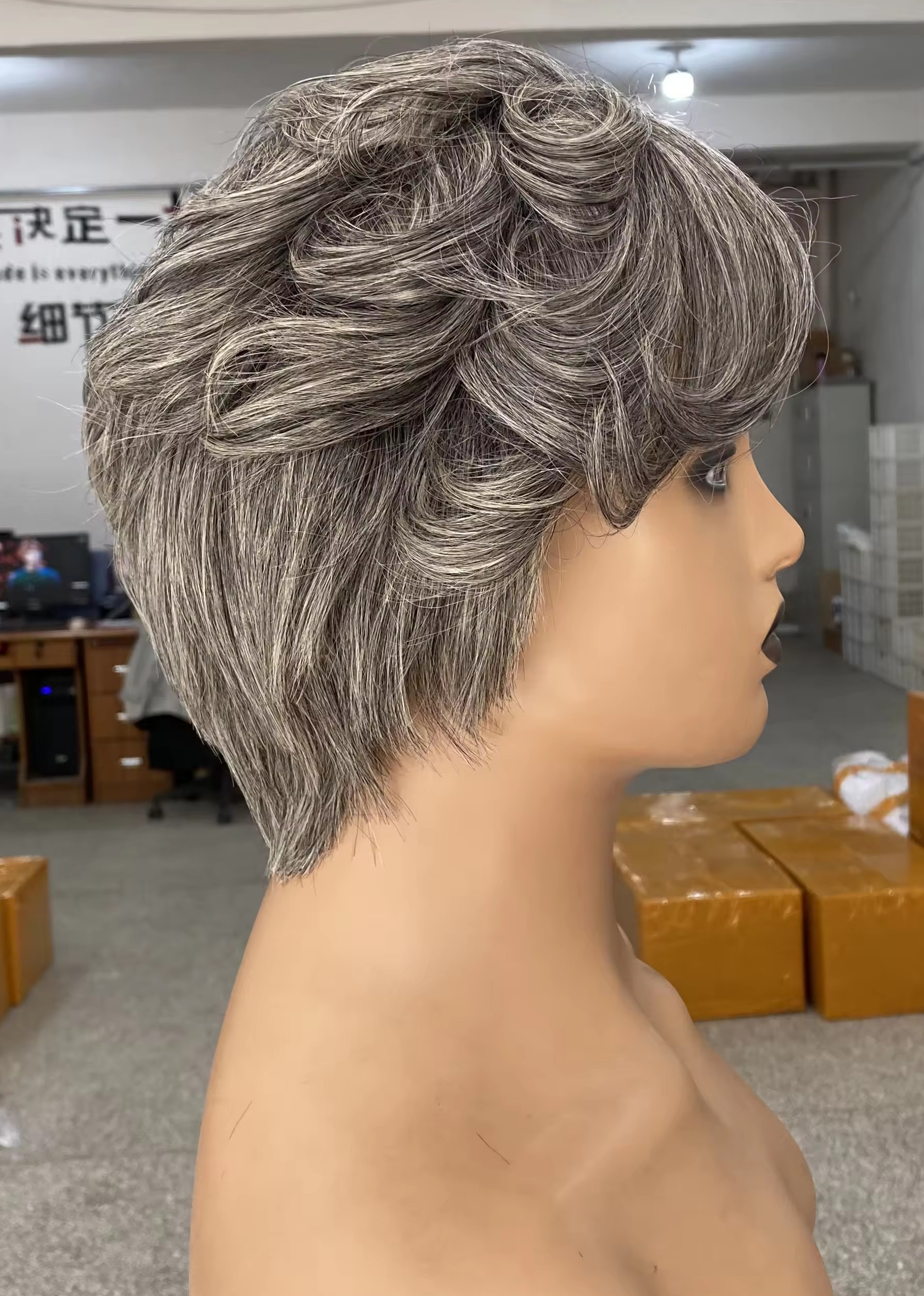 New Style Salt and Pepper Grey 100Human Hair Wig Darke Gray Color Natural Wave Bob Straight HDTransparent Lace Closure Wigs Glueless 4x4 fashion europ