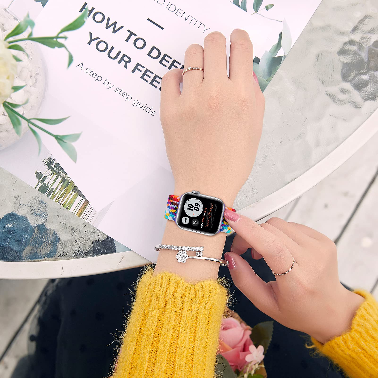 Nylon Braided Solo Loop Band for Apple Watch Strap with adjustable Buckle 38mm 44mm 41mm 45mm 44mm 40mm Elastic Wristband Bracelets iwatch Series Watc