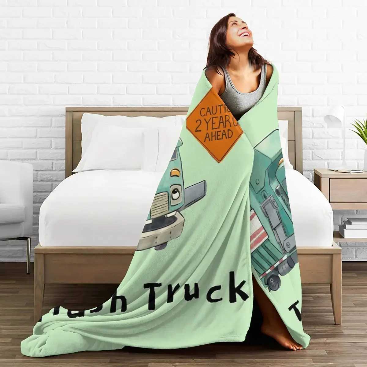 Blankets Flannel Throw Blanket Trash Truck Cartoon Netflix Blankets Soft Bedspread Warm Plush Blanket for Bed Living room Picnic TravelL406